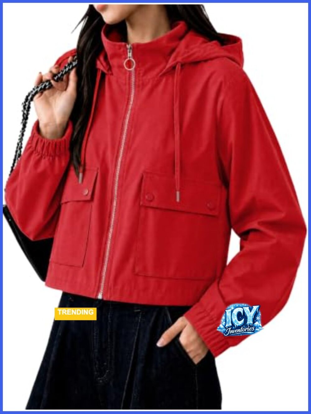 Women's Cropped Military Long Sleeve Jacket with Pockets